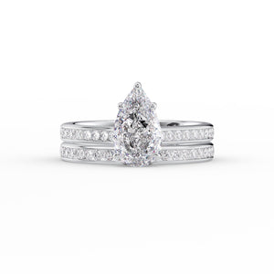 The Cameron Set  With A 5 Carat Pear 14K White Gold Moissanite