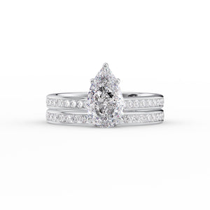 The Cameron Set With A 2.5 Carat Pear 14K White Gold Lab Diamond