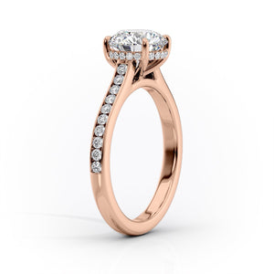 The Cameron Set  With A 3 Carat Emerald 18K Rose Gold Moissanite