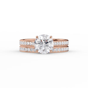 The Cameron Set  With A 1.5 Carat Round 14K Rose Gold Moissanite