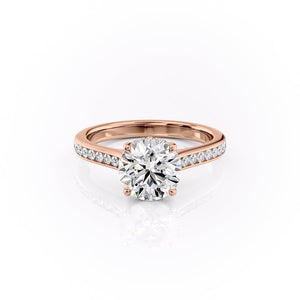 The Cameron Set With A 2.5 Carat Round 14K Rose Gold Lab Diamond