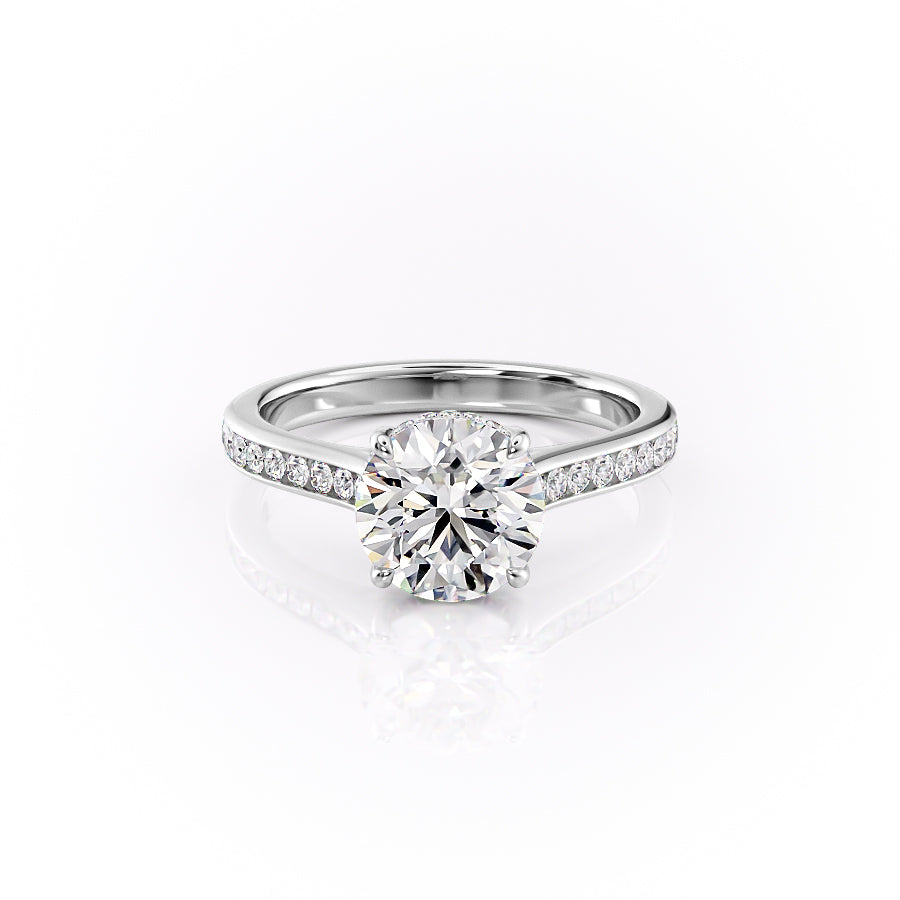 The Cameron Set  With A 3.5 Carat Round 18K White Gold Moissanite