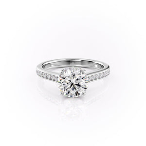 The Cameron Set  With A 4 Carat Round 14K White Gold Moissanite