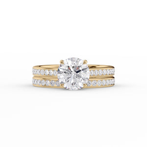 The Cameron Set With A 2 Carat Round 18K Yellow Gold Lab Diamond