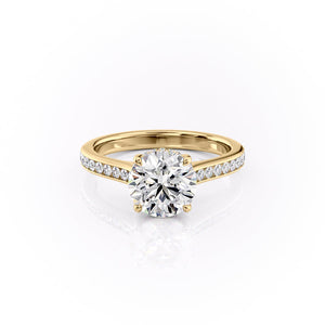 The Cameron Set With A 1 Carat Round 18K Yellow Gold Lab Diamond