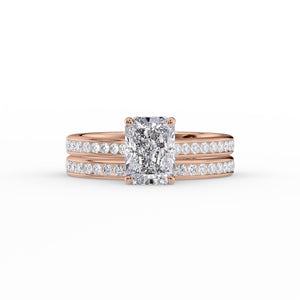 The Cameron Set  With A 3.5 Carat Radiant 14K Rose Gold Moissanite