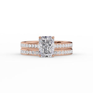 The Cameron Set With A 2.5 Carat Radiant 14K Rose Gold Lab Diamond