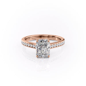 The Cameron Set With A 3 Carat Radiant 14K Rose Gold Lab Diamond