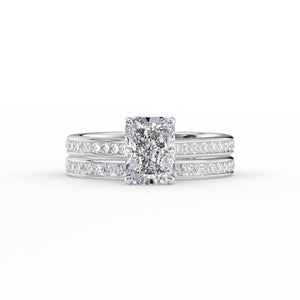 The Cameron Set  With A 5 Carat Radiant 18K White Gold Moissanite