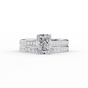 The Cameron Set With A 1 Carat Radiant 18K White Gold Lab Diamond