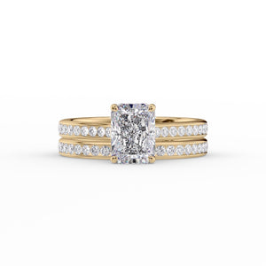 The Cameron Set  With A 3.5 Carat Radiant 18K Yellow Gold Moissanite