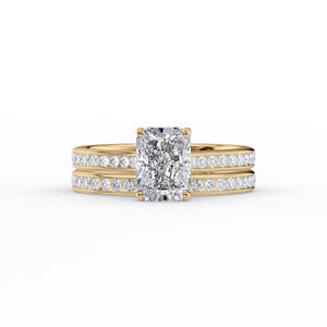 The Cameron Set  With A 2.5 Carat Radiant 18K Yellow Gold Moissanite