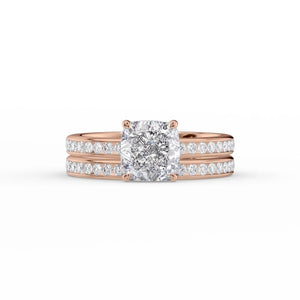 The Marilyn Set With A 1.5 Carat Cushion 14K Rose Gold Lab Diamond