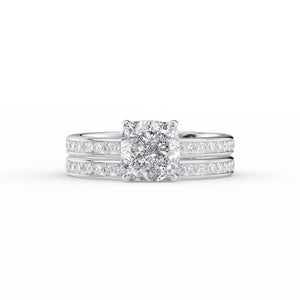 The Marilyn Set With A 1 Carat Cushion 14K White Gold Lab Diamond