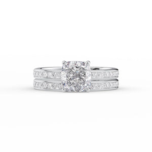 The Marilyn Set With A 1 Carat Cushion 14K White Gold Lab Diamond