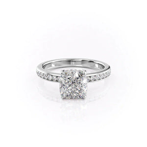 The Marilyn Set With A 2 Carat Cushion 18K White Gold Lab Diamond
