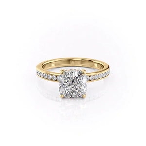 The Marilyn Set With A 1 Carat Cushion 18K Yellow Gold Lab Diamond