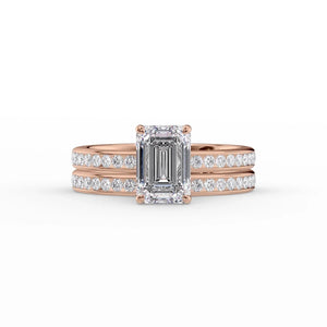 The Marilyn Set With A 3 Carat Emerald 14K Rose Gold Lab Diamond