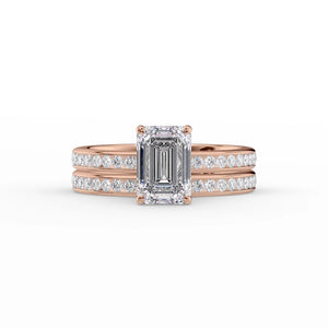The Marilyn Set With A 3 Carat Emerald 14K Rose Gold Lab Diamond