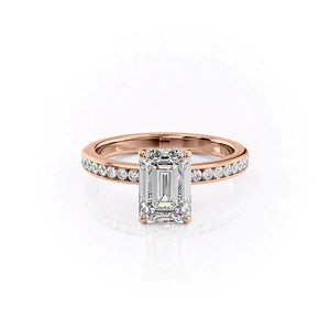 The Marilyn Set With A 2 Carat Emerald 14K Rose Gold Lab Diamond