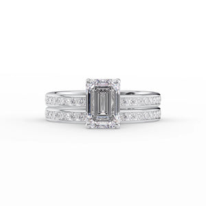 The Marilyn Set With A 1 Carat Emerald 14K White Gold Lab Diamond