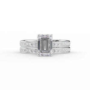 The Marilyn Set With A 2 Carat Emerald 18K White Gold Lab Diamond
