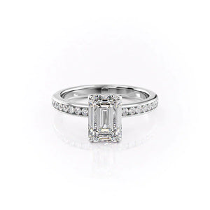 The Marilyn Set With A 3 Carat Emerald 14K White Gold Lab Diamond