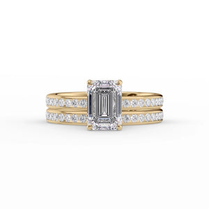 The Marilyn Set With A 1 Carat Emerald 18K Yellow Gold Lab Diamond