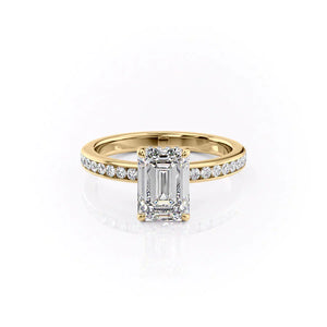 The Marilyn Set  With A 3 Carat Emerald 18K Yellow Gold Moissanite