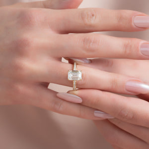 The Marilyn Set With A 1 Carat Emerald 18K Yellow Gold Lab Diamond