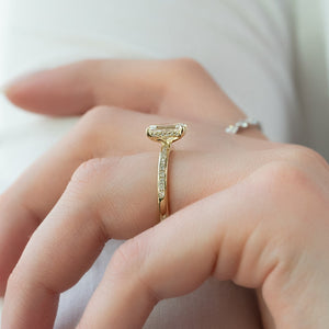 The Marilyn Set With A 1 Carat Emerald 18K Yellow Gold Lab Diamond