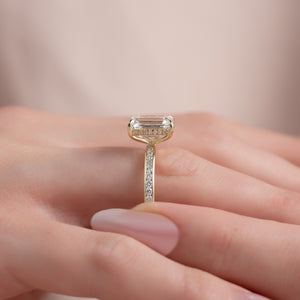 The Marilyn Set With A 1 Carat Emerald 18K Yellow Gold Lab Diamond