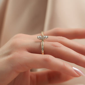 The Marilyn Set With A 1 Carat Marquise 18K Yellow Gold Lab Diamond