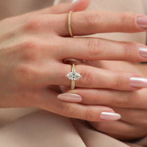 The Marilyn Set With A 1 Carat Marquise 18K Yellow Gold Lab Diamond
