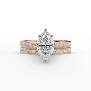 The Marilyn Set  With A 2.5 Carat Marquise 14K Rose Gold Moissanite
