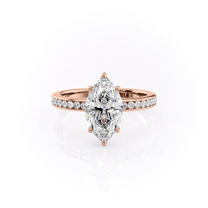 The Marilyn Set  With A 1 Carat Marquise 14K Rose Gold Moissanite