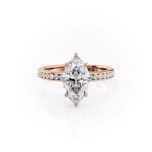 The Marilyn Set With A 2.5 Carat Marquise 14K Rose Gold Lab Diamond