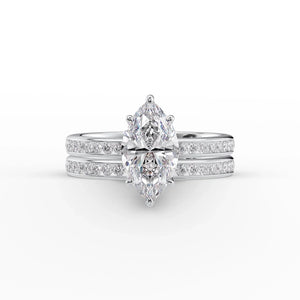The Marilyn Set  With A 4.5 Carat Marquise 18K White Gold Moissanite