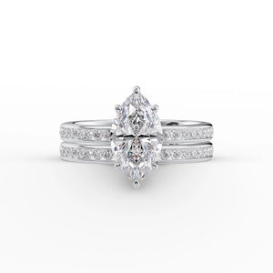 The Marilyn Set With A 1 Carat Marquise 14K White Gold Lab Diamond
