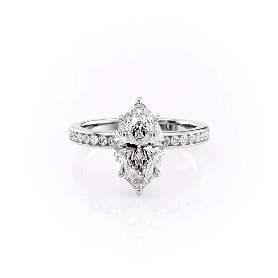 The Marilyn Set With A 1 Carat Marquise 14K White Gold Lab Diamond