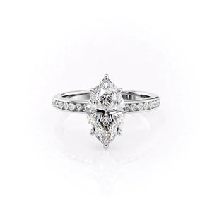 The Marilyn Set With A 1 Carat Marquise 14K White Gold Lab Diamond