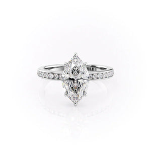 The Marilyn Set  With A 2.5 Carat Marquise 14K White Gold Moissanite