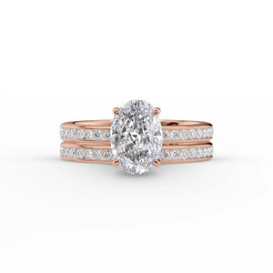 The Marilyn Set With A 1 Carat Oval 14K Rose Gold Lab Diamond