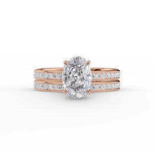 The Marilyn Set  With A 3.5 Carat Oval 14K Rose Gold Moissanite