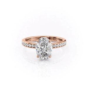 The Marilyn Set With A 2 Carat Oval 14K Rose Gold Lab Diamond