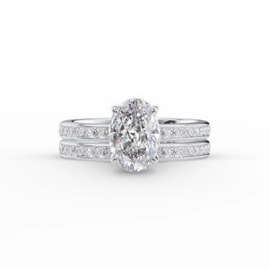 The Marilyn Set With A 3 Carat Oval 18K White Gold Lab Diamond