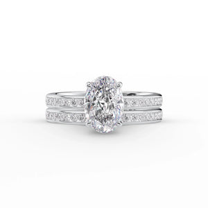 The Marilyn Set With A 1 Carat Oval 18K White Gold Lab Diamond