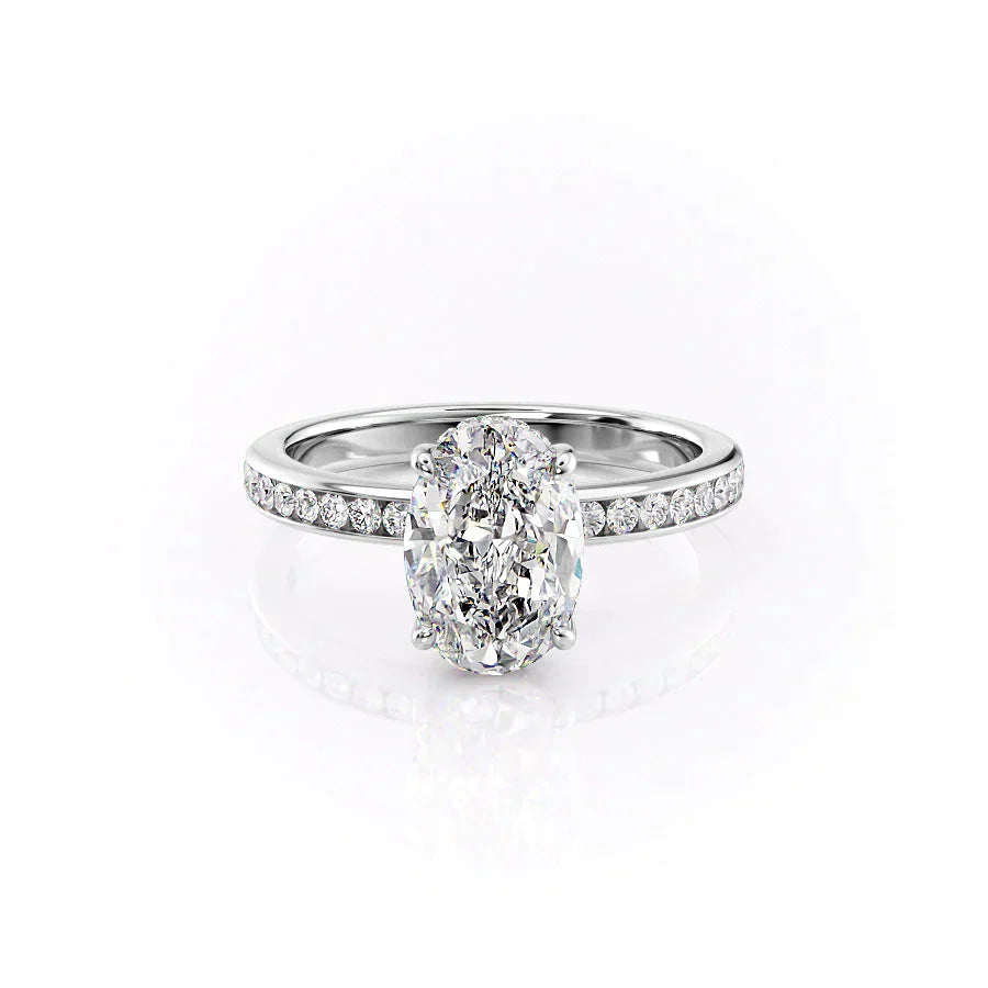 The Marilyn Set With A 2.5 Carat Oval 18K White Gold Lab Diamond