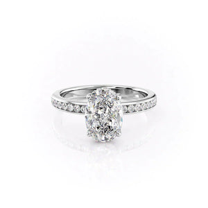 The Marilyn Set With A 3 Carat Oval 14K White Gold Lab Diamond