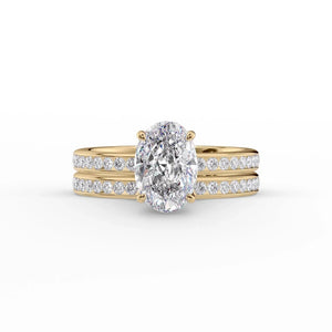 The Marilyn Set  With A 4.5 Carat Oval 14K Yellow Gold Moissanite